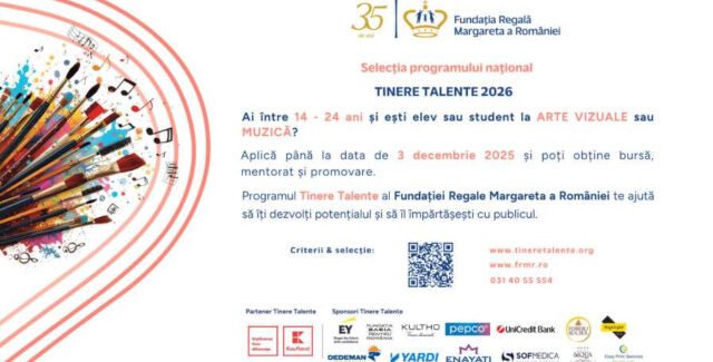 Fundația Regală Margareta a României dă startul selecției naționale pentru ediția 2026 a burselor Tinere Talente